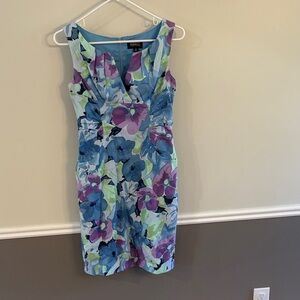 Adrianna Papell Blue and Purple Floral Dress